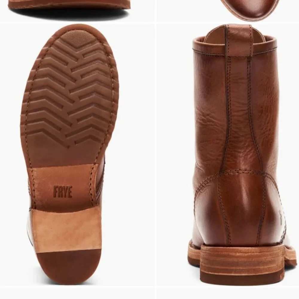 FRYE Veronica Combat Boot Cognac Brown Tan - Leather - Picture 4 of 16